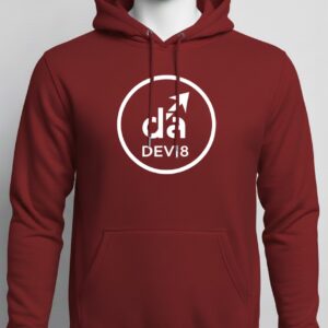 Red hoodie with logo