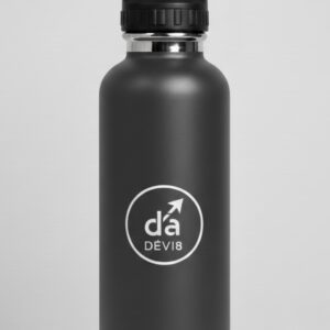 grey bottle with logo